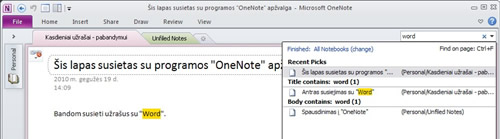 „OneNote 2010“ – pirmieji įspūdžiai