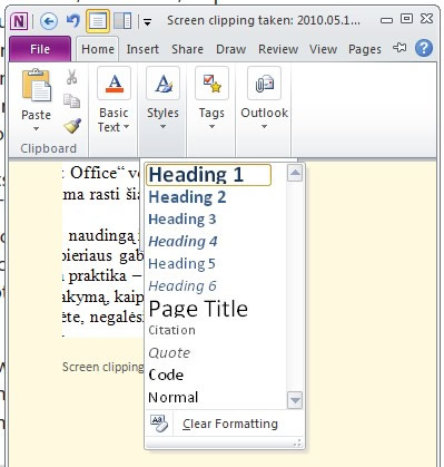 „OneNote 2010“ – pirmieji įspūdžiai