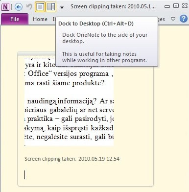 „OneNote 2010“ – pirmieji įspūdžiai