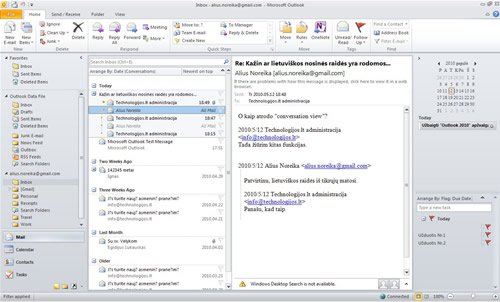 „Outlook 2010“: elektroninio pašto ir laiko planavimo funkcijų naujovės