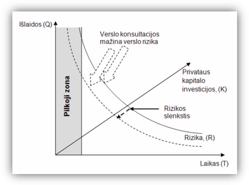 Rizikos lygis yra proporcingas laikui ir išlaidoms