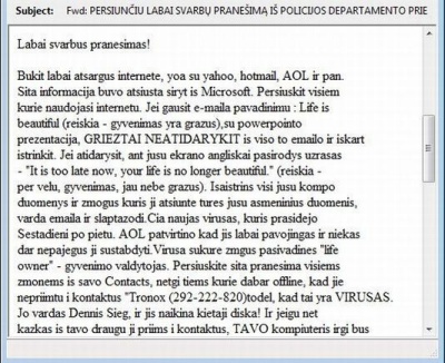 Lietuvoje plinta el. laiškai, pranešantys apie netikrą virusą