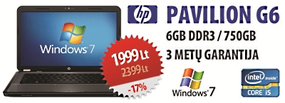 Nešiojamasis kompiuteris „HP Pavilion G6“ – už patrauklią kainą