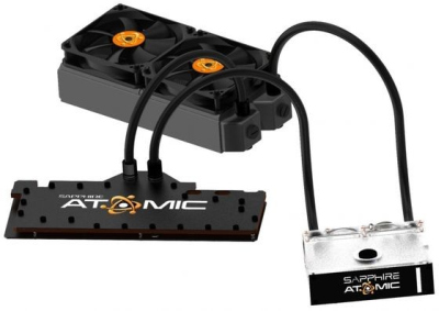 Žvilgsnis į skysčiu aušinamą „Sapphire Radeon HD 7990 Atomic“