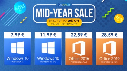 2021 m. vidurio išpardavimas – „Windows 10 Pro Key“ už 7,99 EUR, „Office 2019“ – už 28,59 € ir daugiau!