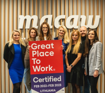 „Macaw“ padalinys Lietuvoje gavo prestižinį „Great Place to Work“ sertifikatą