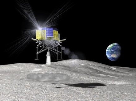 SLIM leidžiasi Mėnulio paviršiuje / AP / JAXA iliustracija