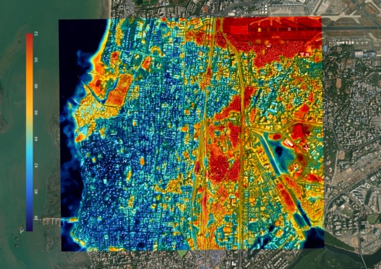 Karščio salų efektas Mumbajuje užfiksuotas iš kosmoso. „Constellr“ nuotrauka