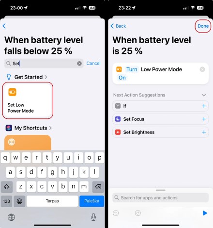 Kaip nustatyti kada „iPhone“ automatiškai įsijungs „Low Power“ režimas